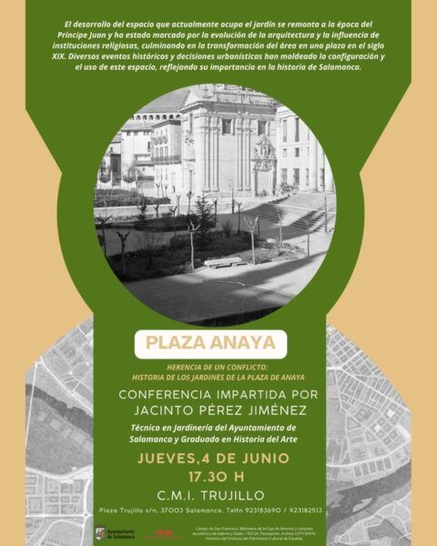 Cartel de la conferencia sobre la Plaza Anaya en Trujillo