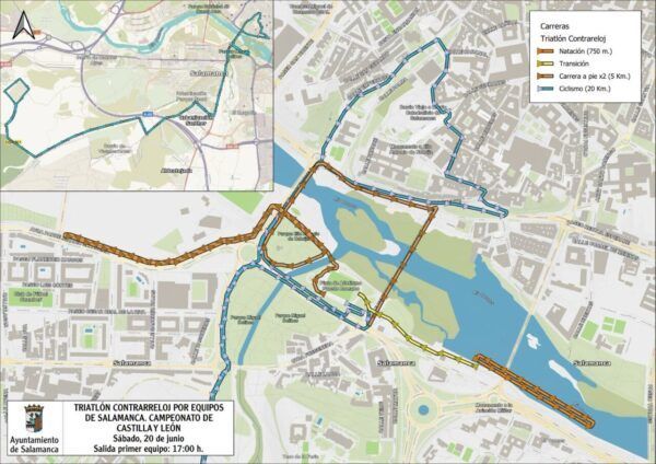 Mapa de cortes de tráfico en Salamanca por eventos deportivos
