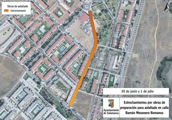 Mapa de cortes de tráfico por obras de asfalto en Salamanca