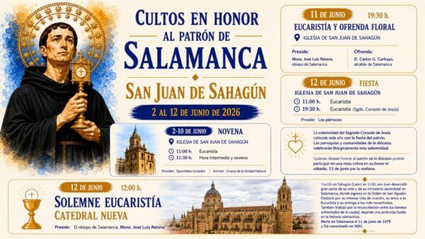Cartel de los cultos en honor a San Juan de Sahagún en Salamanca