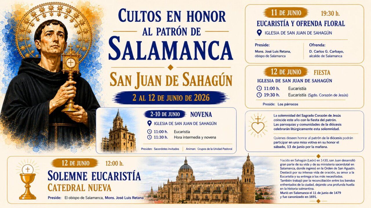 Cartel de los cultos en honor a San Juan de Sahagún en Salamanca