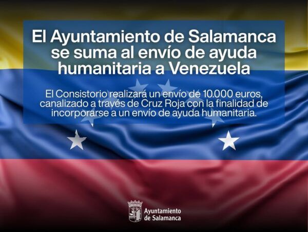 Cartel sobre la donación del Ayuntamiento de Salamanca a Venezuela