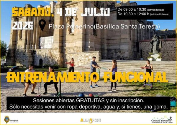 Grupo de personas realizando entrenamiento funcional al aire libre en Alba de Tormes