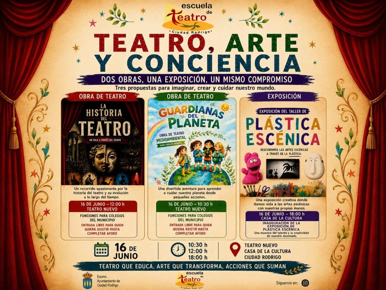 Cartel de actividades de la Escuela Municipal de Teatro de Ciudad Rodrigo.