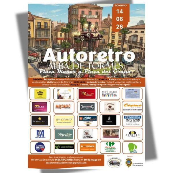 Cartel de la exposición de vehículos clásicos en Alba de Tormes