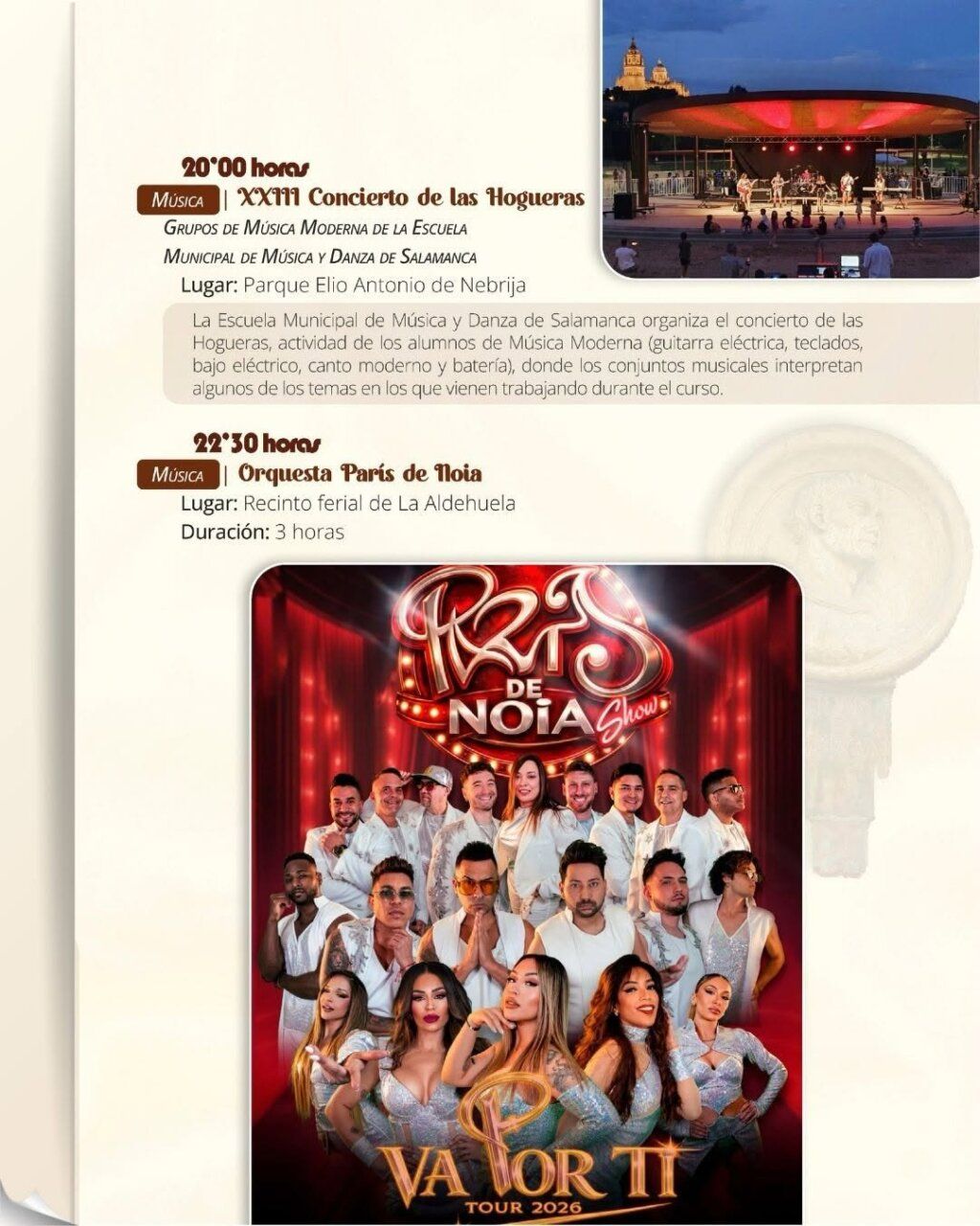 Actuación de la Orquesta París de Noia en las Ferias de San Juan de Sahagún