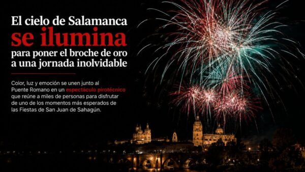 Espectáculo de fuegos artificiales en Salamanca durante las fiestas de San Juan