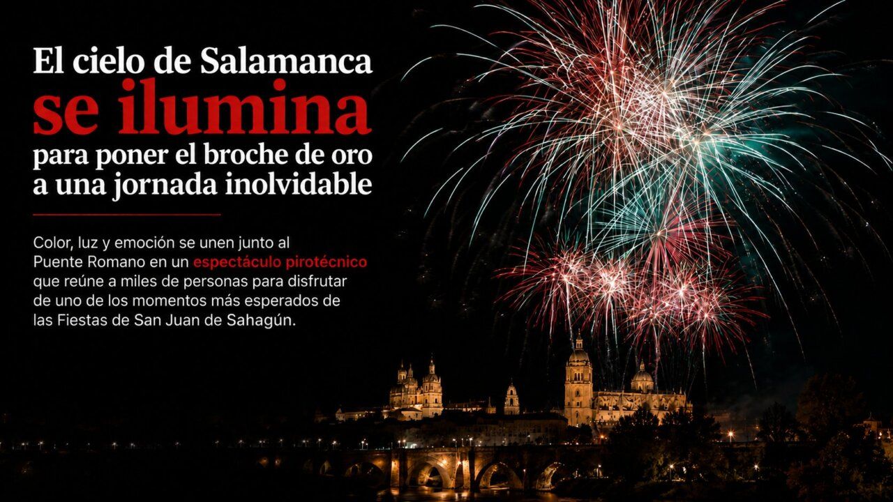 Espectáculo de fuegos artificiales en Salamanca durante las fiestas de San Juan