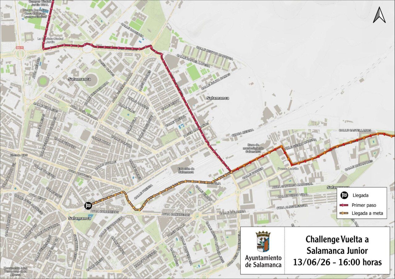 Mapa de la ruta de la I Challenge Ciclista a Salamanca Junior