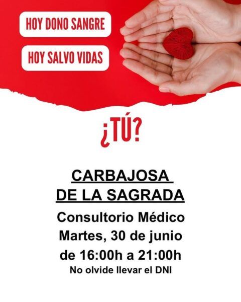 Cartel de jornada de donación de sangre en Carbajosa de la Sagrada