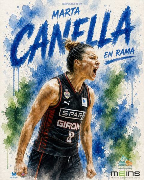 Marta Canella celebrando su fichaje con el equipo Meins Avenida