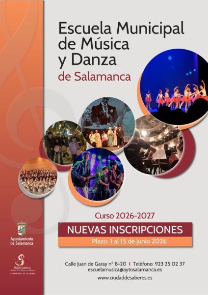 Cartel de matriculación de la Escuela Municipal de Música y Danza de Salamanca