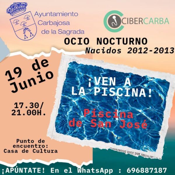 Cartel de actividad infantil en la piscina de San José