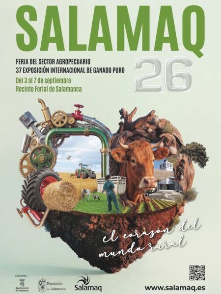 Cartel oficial de la feria Salamaq 2026 con elementos agrícolas y ganaderos.
