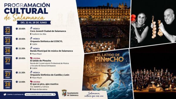 Cartel de la programación cultural de Salamanca del 22 al 28 de junio de 2026