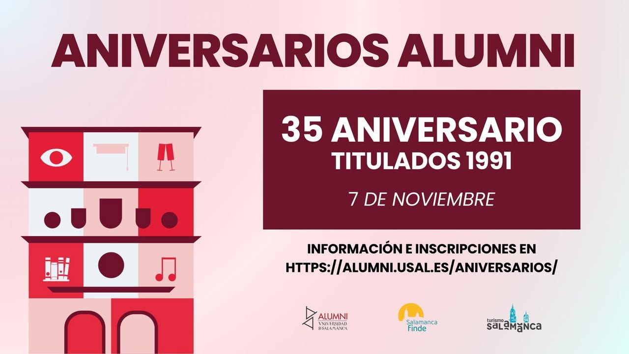 Cartel del reencuentro del 35 aniversario de graduación de 1991 en la Universidad de Salamanca