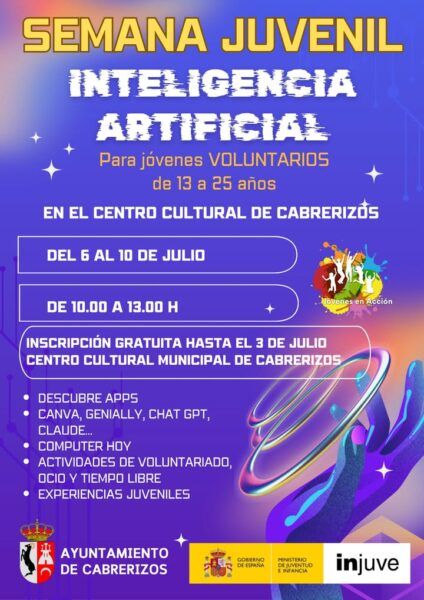 Cartel del evento Semana Juvenil de Inteligencia Artificial para jóvenes voluntarios