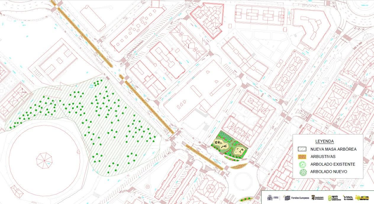 Plano de transformación de un espacio junto a la Biblioteca Torrente Ballester en Salamanca