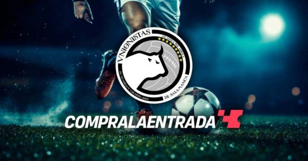 Logo del Unionistas CF con balón de fútbol en el campo