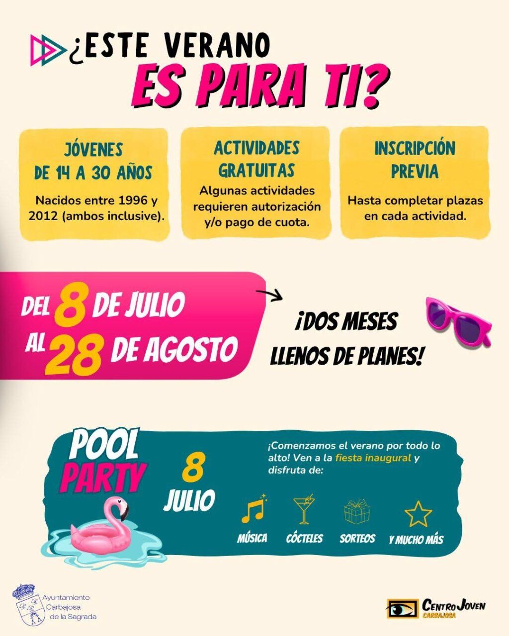 Cartel del programa Verano Joven 2026 con actividades para jóvenes