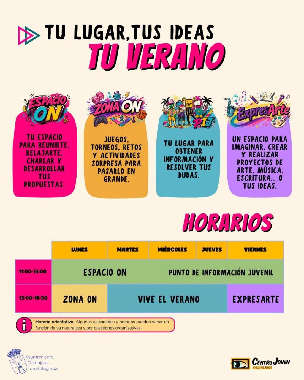 Cartel del programa Verano Joven 2026 con actividades para jóvenes