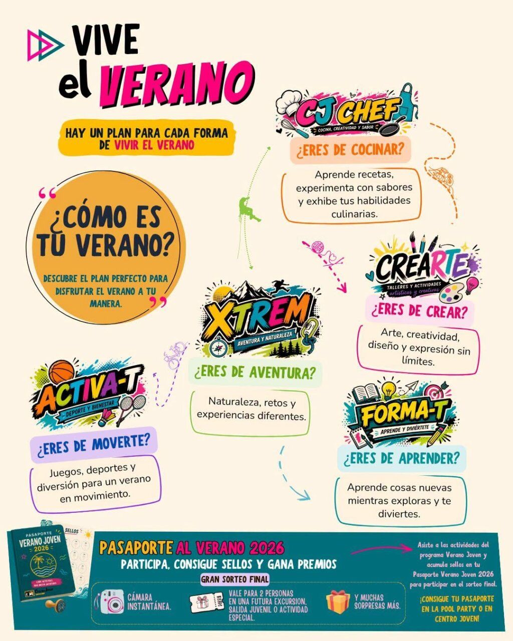 Cartel del programa Verano Joven 2026 con actividades para jóvenes