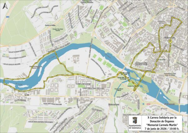 Mapa de la ruta de la X Carrera Solidaria por la Donación de Órganos en Salamanca