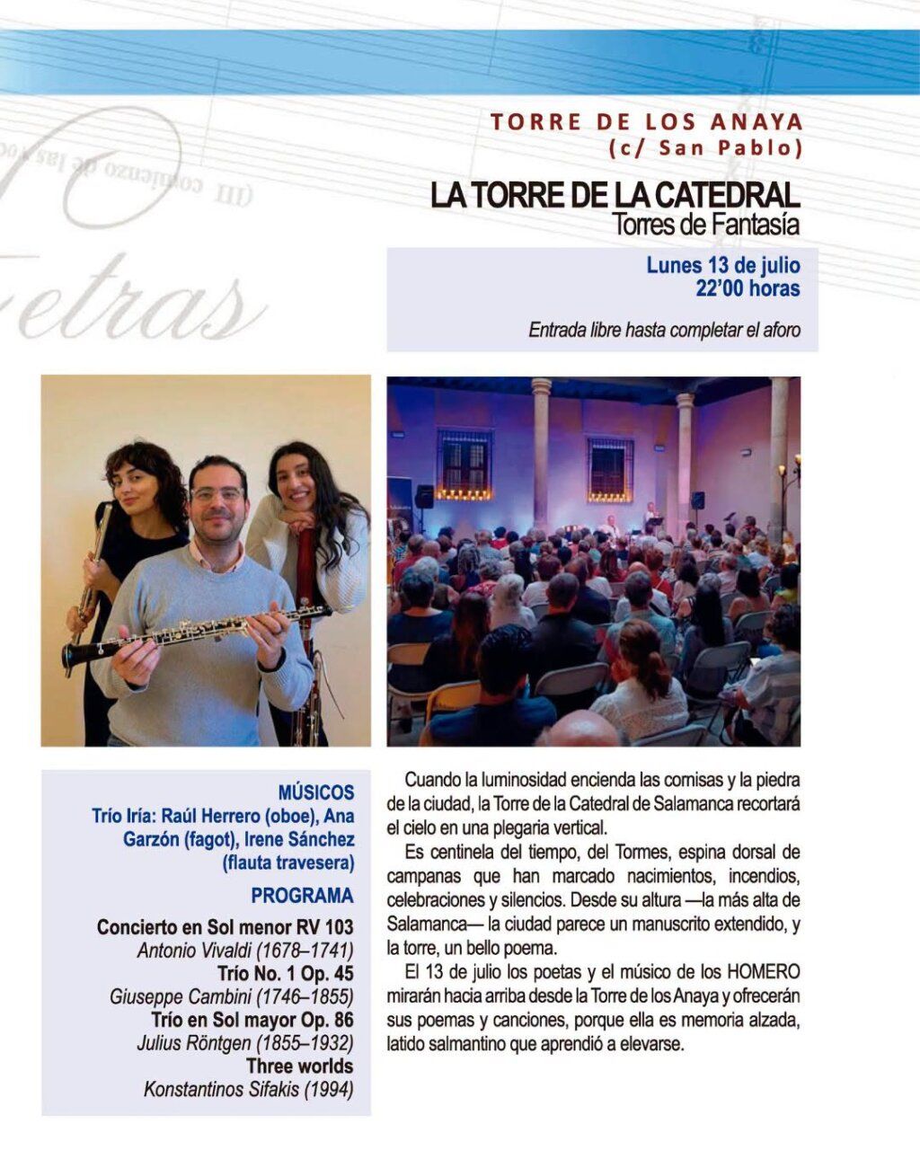 Evento cultural en Salamanca con teatro, música y poesía
