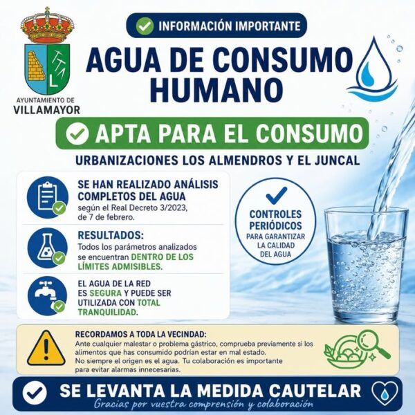 Información sobre la calidad del agua en Villamayor apta para consumo humano