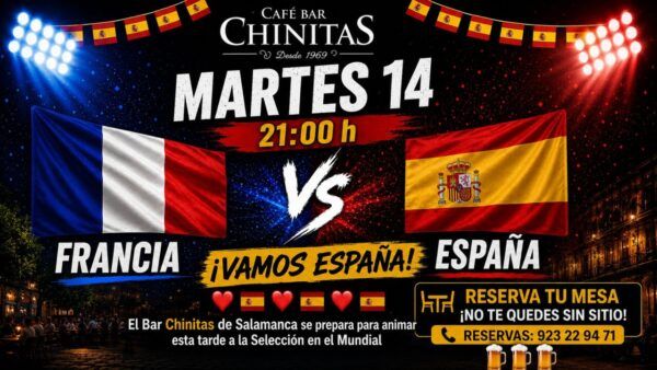 Cartel del Bar Chinitas para el partido España vs Francia