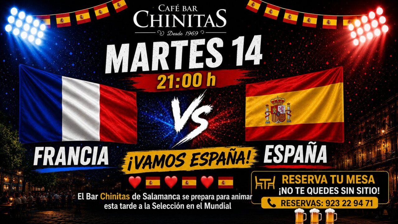 Cartel del Bar Chinitas para el partido España vs Francia