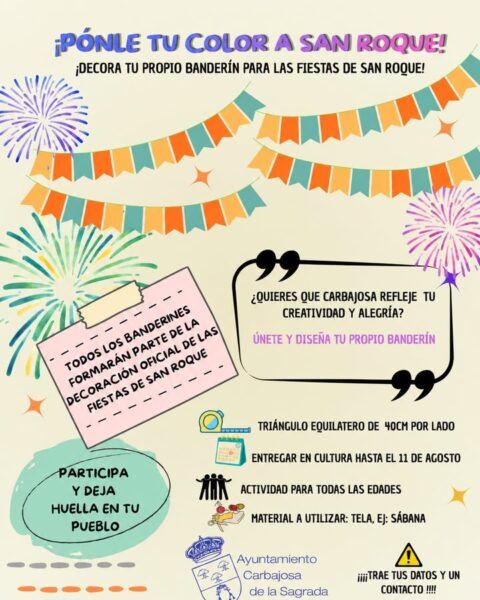 Cartel sobre la convocatoria para diseñar banderines en las Fiestas de San Roque