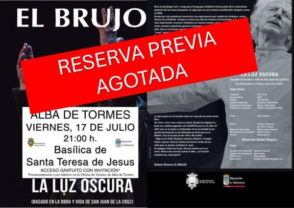 Cartel del espectáculo La Luz Oscura con información sobre entradas agotadas.