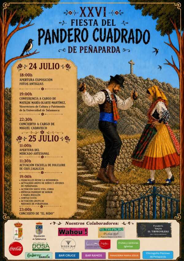 Cartel de la XXVI Fiesta del Pandero Cuadrado en Peñaparda