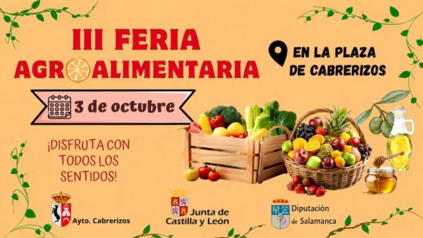 Cartel de la III Feria Agroalimentaria en Cabrerizos con frutas y verduras