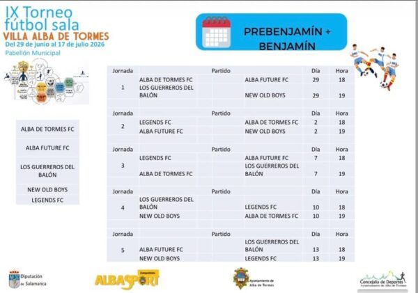Agenda del IX Torneo Villa Alba de Tormes con partidos y horarios