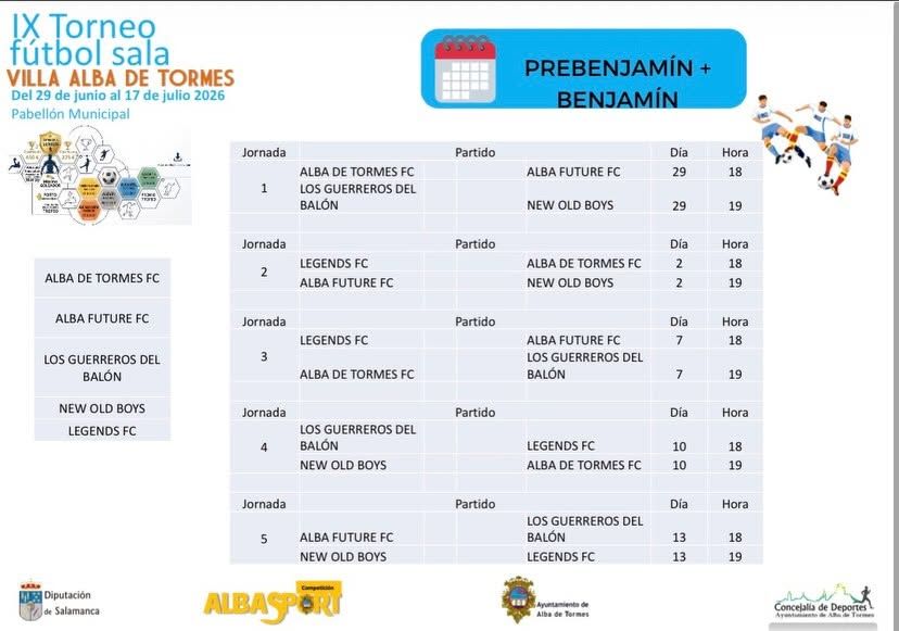 Agenda del IX Torneo Villa Alba de Tormes con partidos y horarios