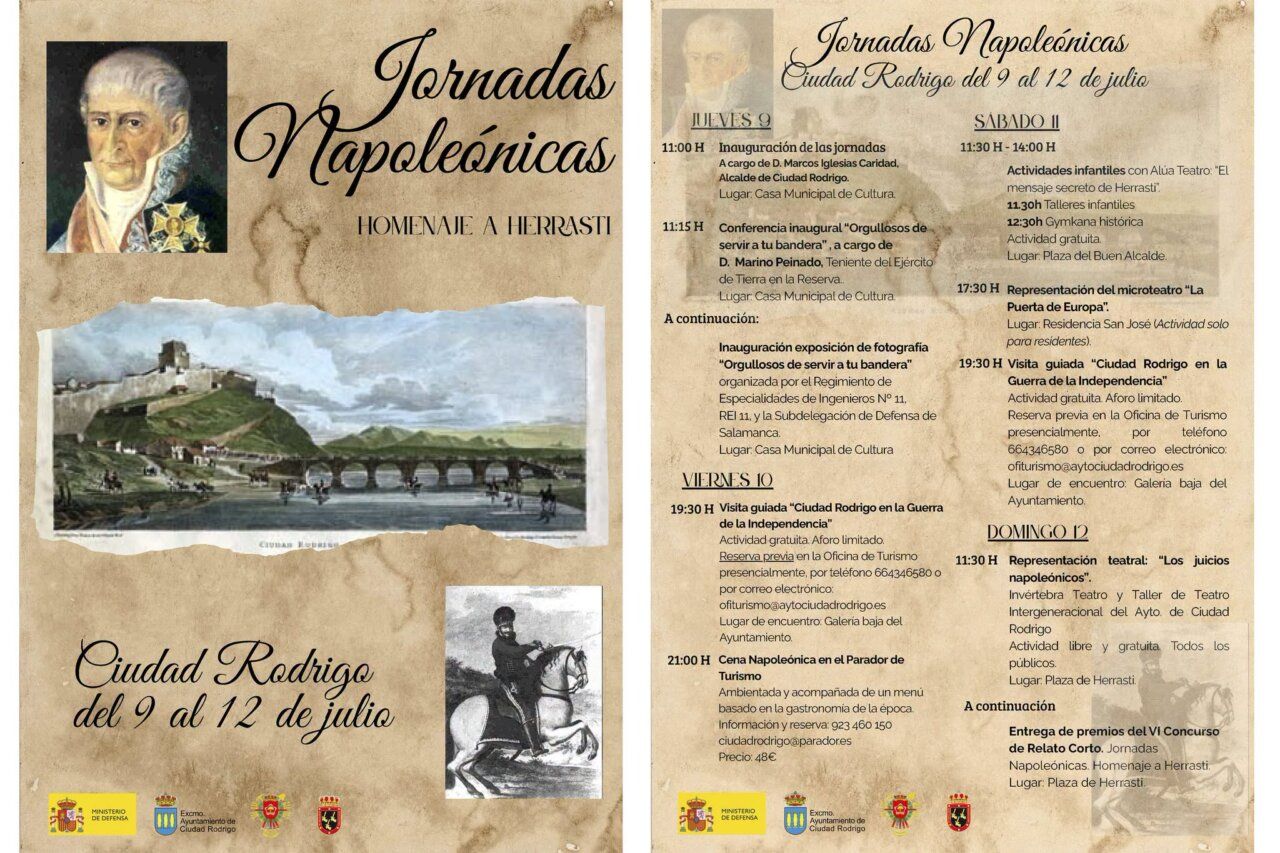 Cartel de las Jornadas Napoleónicas en Ciudad Rodrigo con actividades y homenaje a Herrasti.