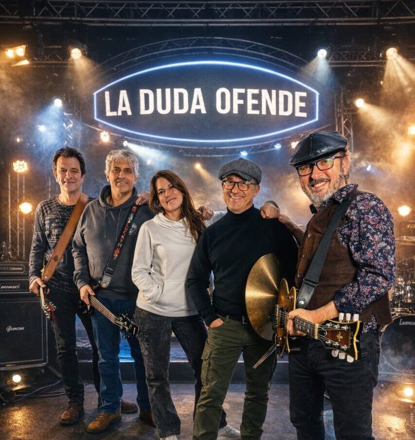 La Duda Ofende, banda de música en un escenario con luces