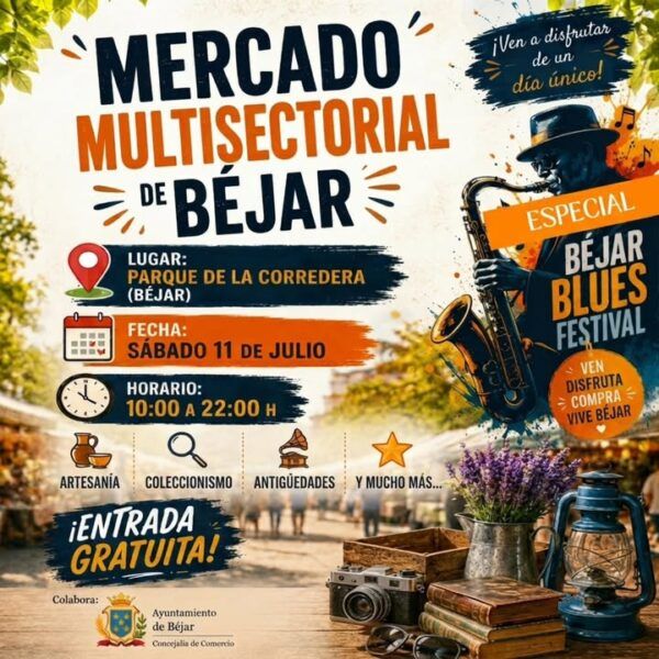 Cartel del Mercado Multisectorial de Béjar con información del evento