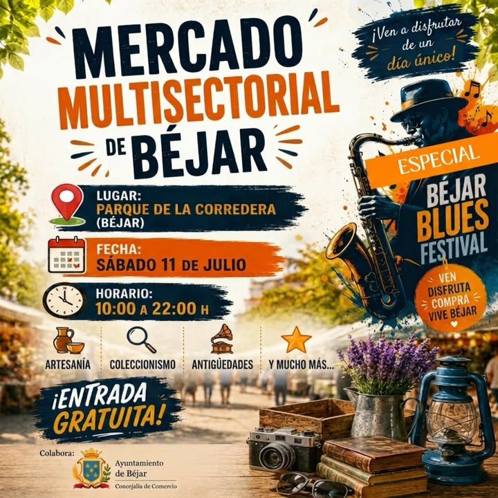 Cartel del Mercado Multisectorial de Béjar con información del evento