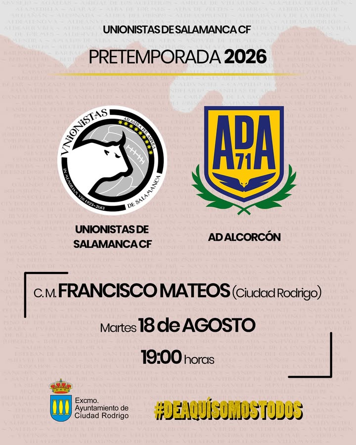 Cartel del partido entre Unionistas de Salamanca y Alcorcón en Ciudad Rodrigo