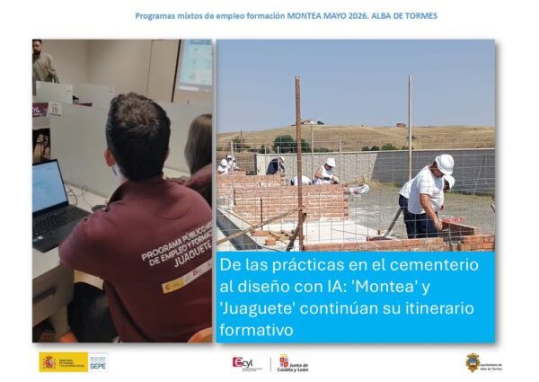 Participantes en el programa Montea trabajando en el cementerio.
