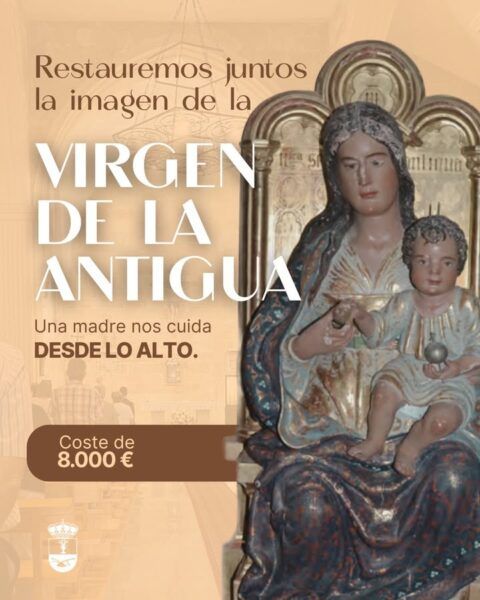 Imagen de la Virgen de la Antigua con su hijo en La Vellés