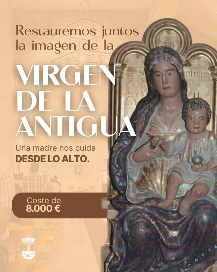 Imagen de la Virgen de la Antigua con su hijo en La Vellés