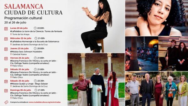 Cartel de la semana cultural en Salamanca con actividades de teatro y música