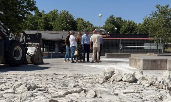 Visita de autoridades a las obras del parque de Würzburg en Salamanca