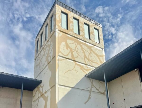 Mural en el Recinto Ferial de Salamanca con artistas y maquinaria