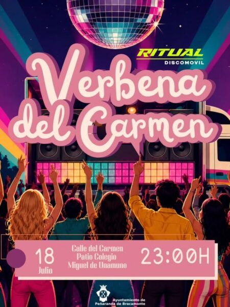 Cartel de la Verbena del Carmen en Peñaranda de Bracamonte con detalles del evento