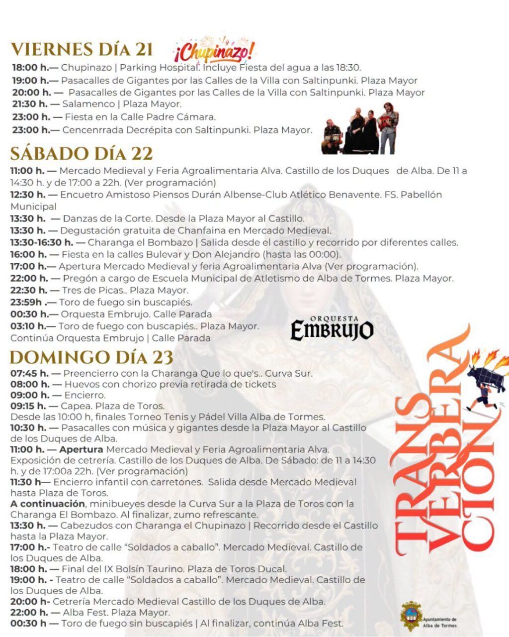 Programa de fiestas de la Transverberación de Santa Teresa en Alba de Tormes